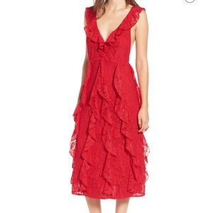 AFRM Ingrid Lace Ruffle Midi Dress NWT Size XS
